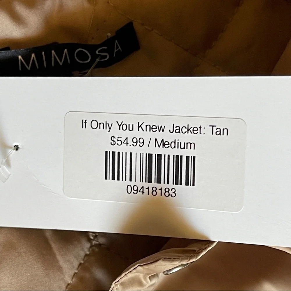 *NWT* Tan Quilted Puffer Jacket with Elastic Cuffs